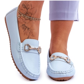 Mocassins Classiques en Cuir Verona Bleu Clair
