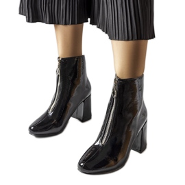 Bottines vernies noires à zip Soutter argenté