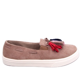 Baskets à franges kaki Salma beige