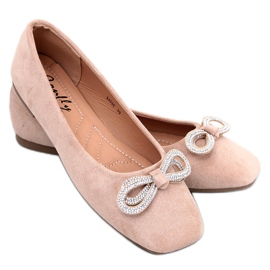Ballerines en daim avec nœud de Serna Kaki beige