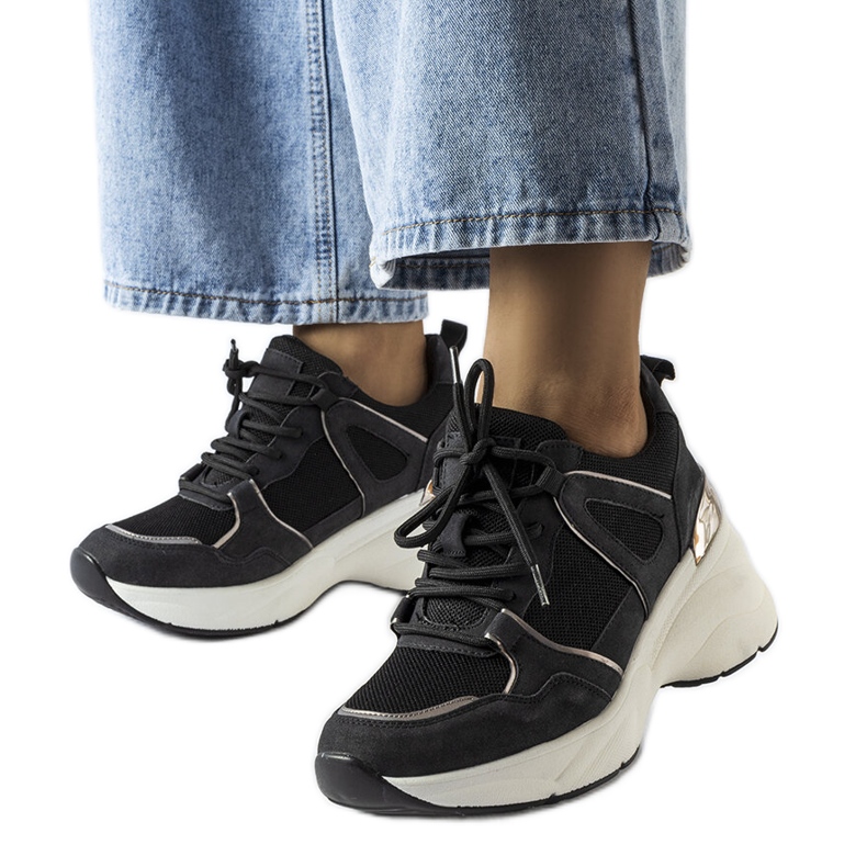 Baskets compensées noires Echeverri le noir