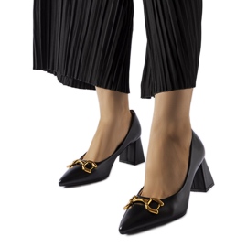 Escarpins noirs sur broche asymétrique 9537 Black