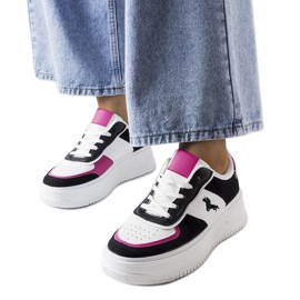 Baskets plateformes noires et roses Gidle