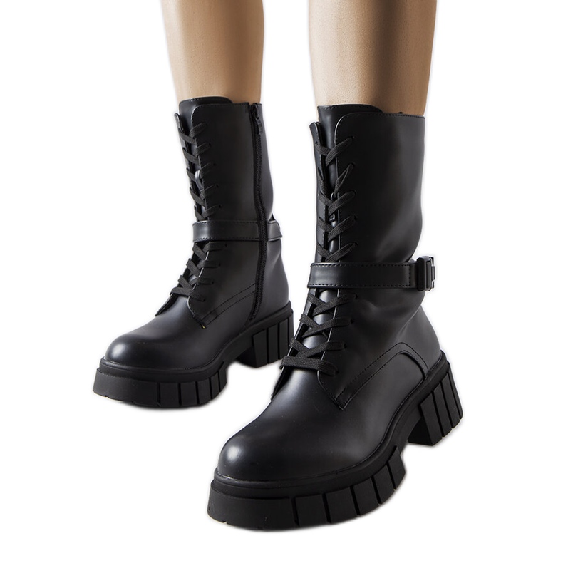 Bottes de travail à lacets noires de Rive le noir