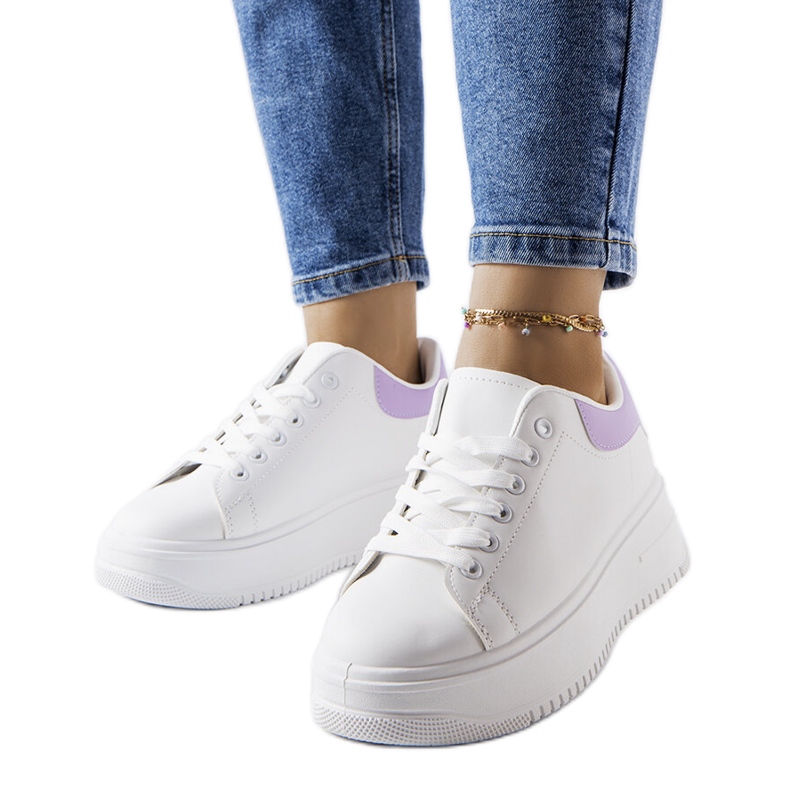 Baskets à plateforme blanches et violettes Holante