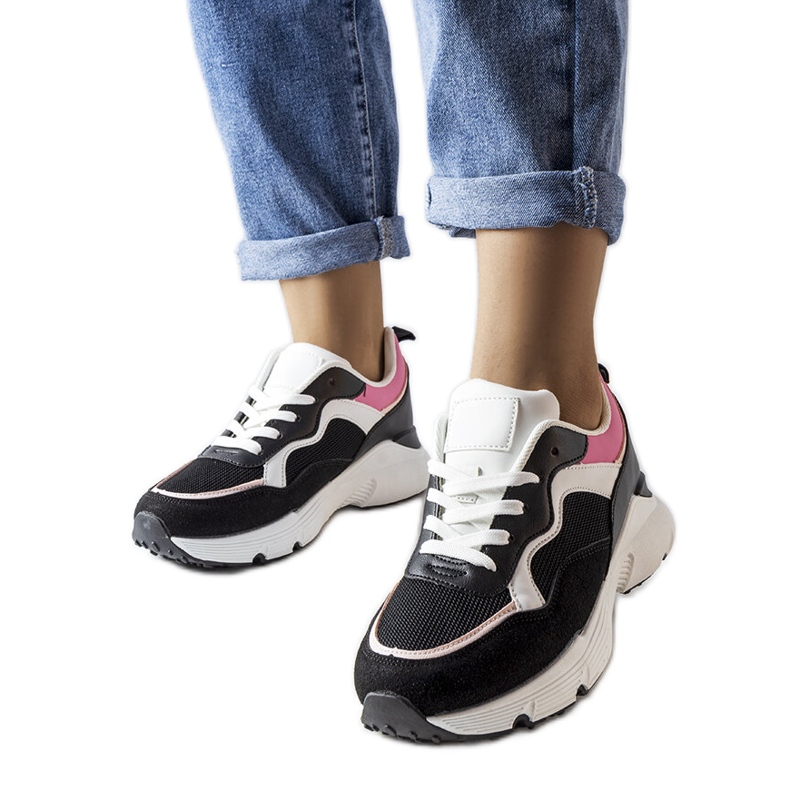 Inna Baskets de sport noires et roses Fauren le noir
