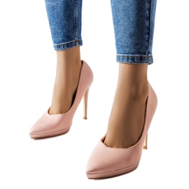 Inna Escarpins Silje en satin rose poudré