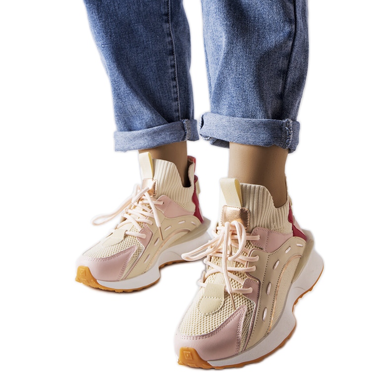 Inna Baskets en tissu beige et rose Begins Inna Baskets en tissu beige et rose Begins