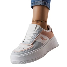 Baskets à plateforme roses et bleues Gidle blanc