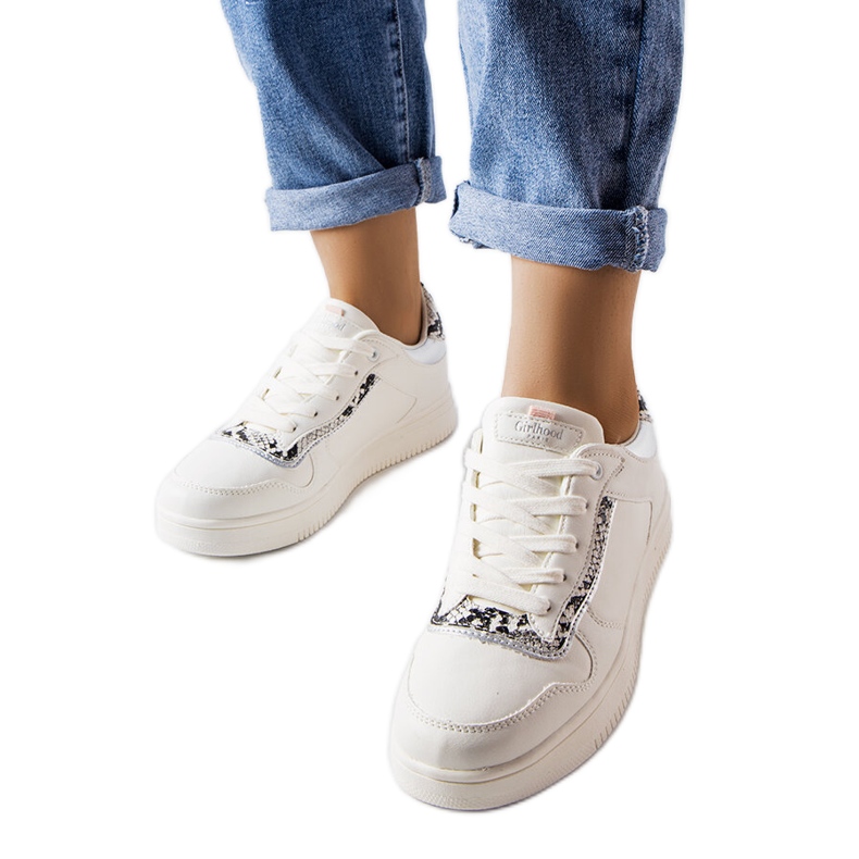 Baskets en cuir écologique blanc Nelma blanche