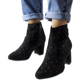 Boots Suvi en daim noir avec strass le noir