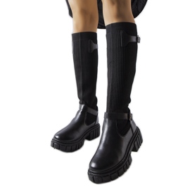 Bottes noires à tige extensible de Courcelle le noir