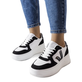 Baskets plateformes noires et blanches Plouffe le noir