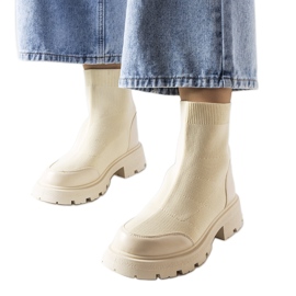 Bottines chaussettes beiges de Lonte