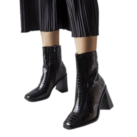 Bottines noires imitation peau de crocodile Belluci