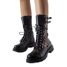 Bottes noires ajourées de Minks le noir