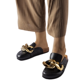 Claquettes chaîne noires Christelle