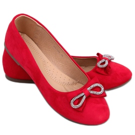 Benoit Ballerines en daim nœud rouge