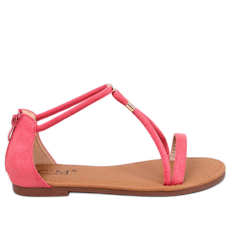Sandales femme en daim rouge Leehom rose