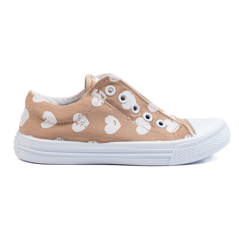 SHELOVET Baskets à enfiler beiges pour filles 3F hearts