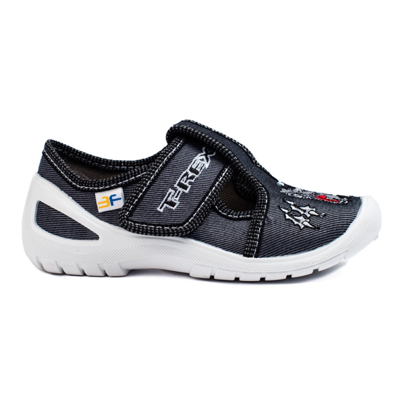 SHELOVET Chaussons velcro dinosaure 3F garçon le noir