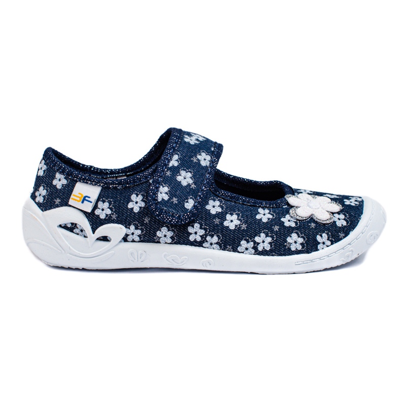 SHELOVET Chaussons fleurs bleu marine fille 3F