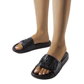 Claquettes en caoutchouc noir Moiariello
