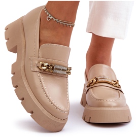 PS1 Mocassins Classiques Sur Une Plate-forme Chunky Beige Attrapez-moi!