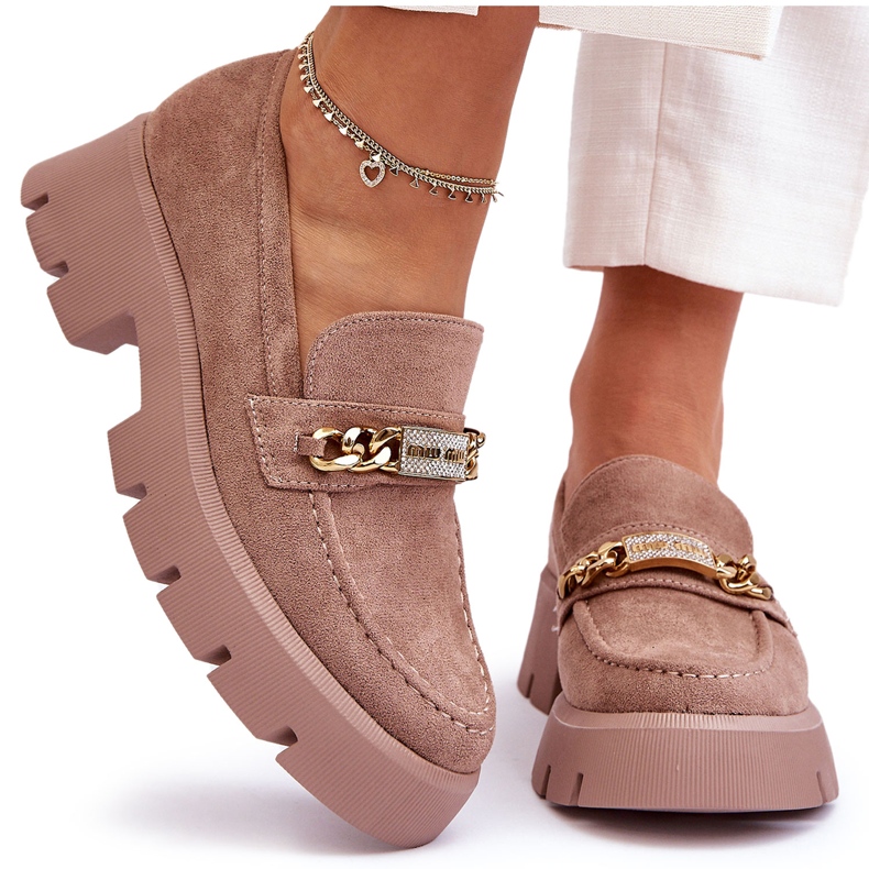 PS1 Mocassins en daim classiques sur plateforme épaisse marron Attrapez-moi! brun
