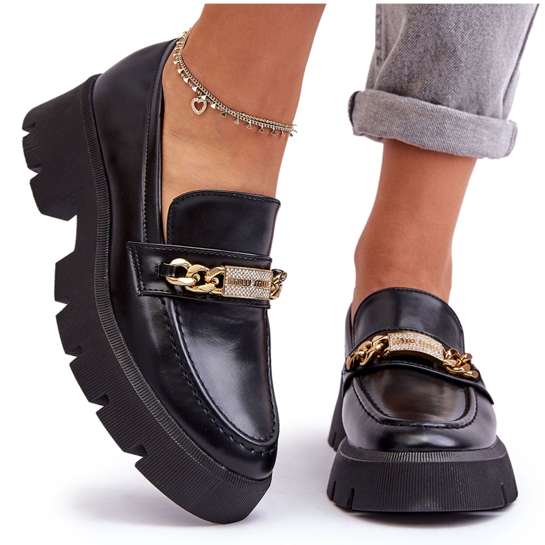 PS1 Mocassins Classiques Sur Une Plate-forme Chunky Noir Attrapez-moi! le noir
