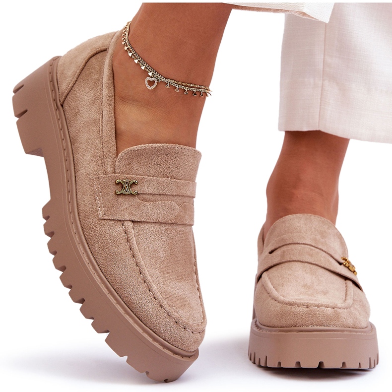 PS1 Mocassins En Daim Avec Décoration Esperta Beige