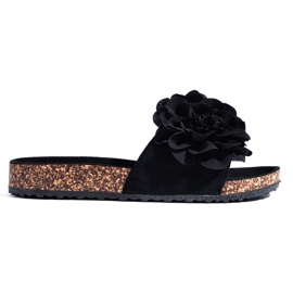 Sandales Shelovet en liège noir à fleurs