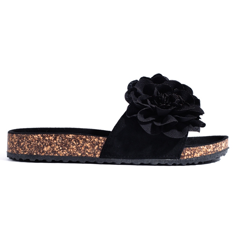 Sandales Shelovet en liège noir à fleurs le noir