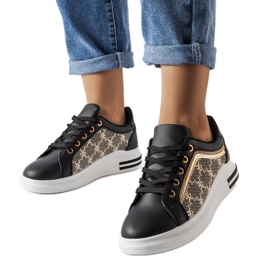 Inna Baskets noires avec insert doré d'Agostina le noir