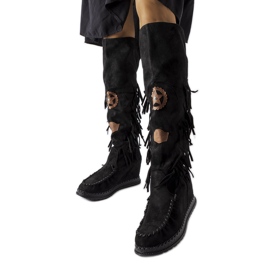 Inna Bottes compensées noires de Cascia le noir