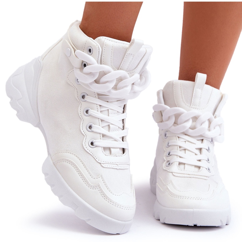 PS1 Chaussures Sport Femme Daim Avec Chaîne Blanc Tymagio blanche