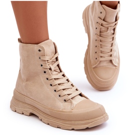 PS1 Baskets montantes en daim pour femmes Beige Eleamia
