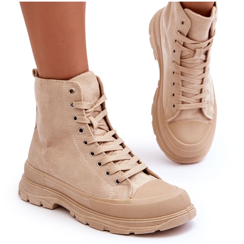 PS1 Baskets montantes en daim pour femmes Beige Eleamia