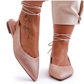 PG1 Ballerines Femme à Lacets Beige Clouté Jange