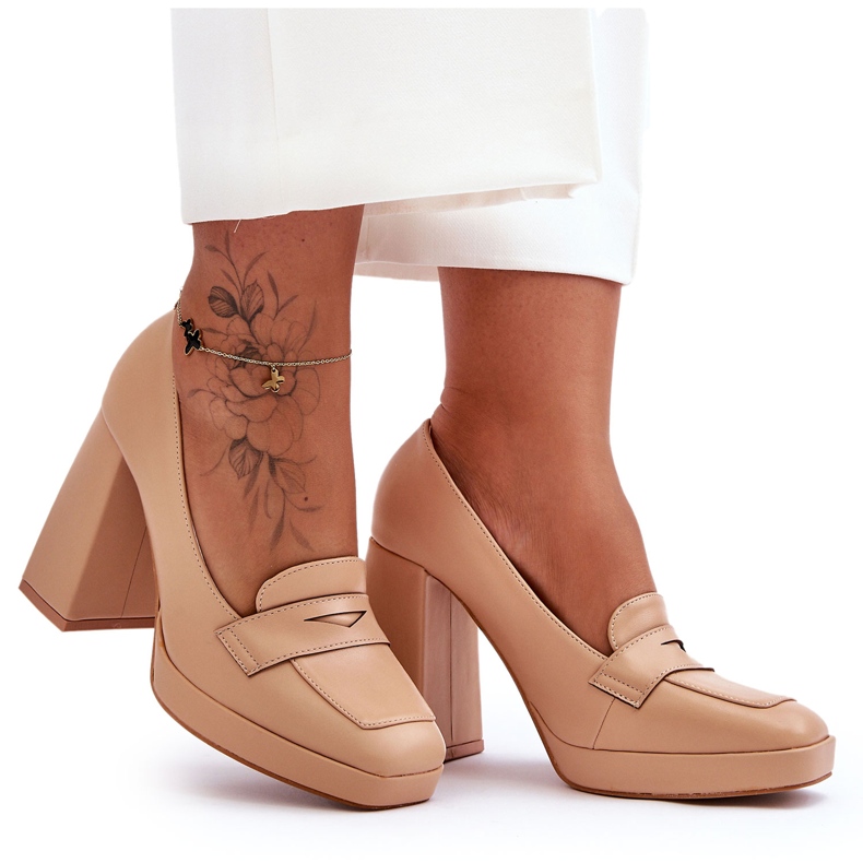 Escarpins en cuir à talons hauts nude Alisa beige