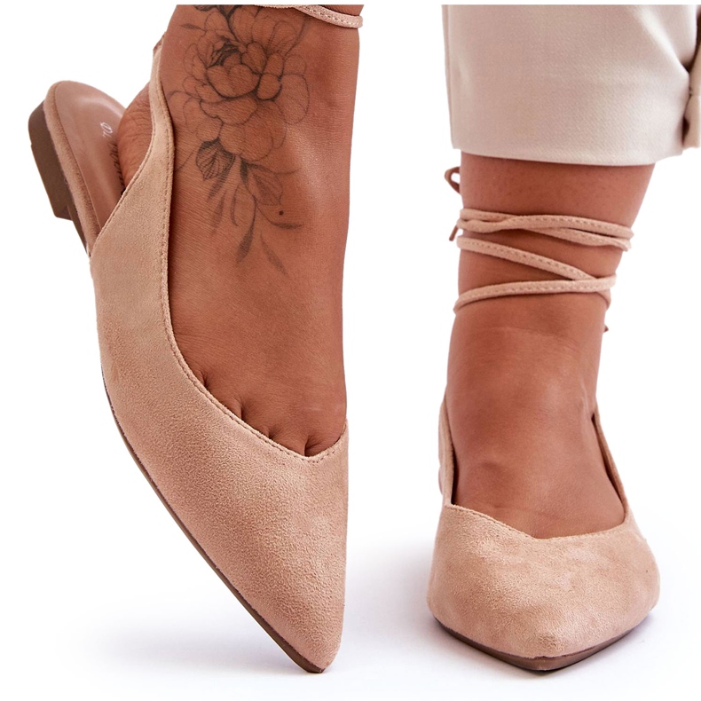 PG1 Ballerines à lacets en daim pour femme Nude Lilly Ann beige