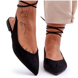 PG1 Ballerines à lacets en daim pour femmes Noir Lilly Ann