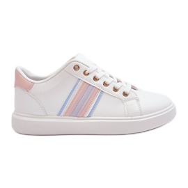 PG1 Chaussures Sport Femme Cuir Blanc et Rose Rilee