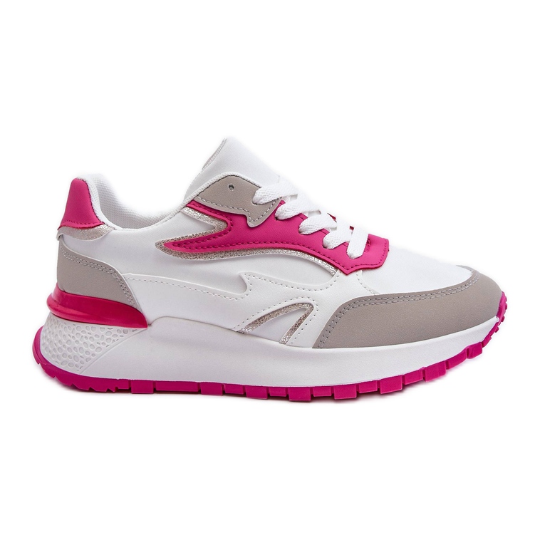 PG1 Chaussures de sport à plateforme pour femmes Henley blanc et rose