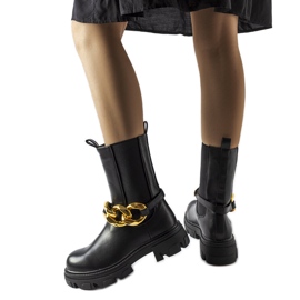 Bottines noires avec chaîne de Genoveffa le noir