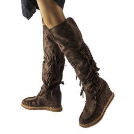Inna Bottes compensées marron foncé de Cascia brun
