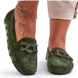 PG1 Mocassins plats en daim pour femme Vert Appia