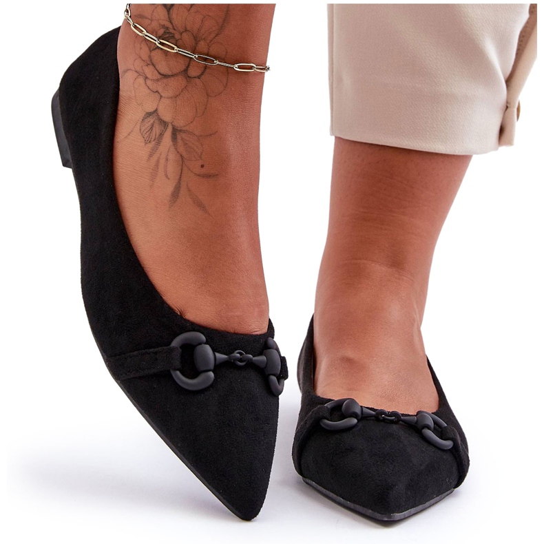 PG1 Ballerines En Daim Avec Décoration Noldaia Noire le noir