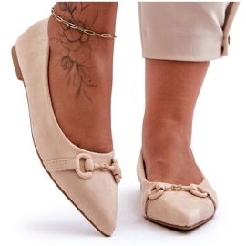 PG1 Ballerines En Daim Avec Décoration Noldaia Beige