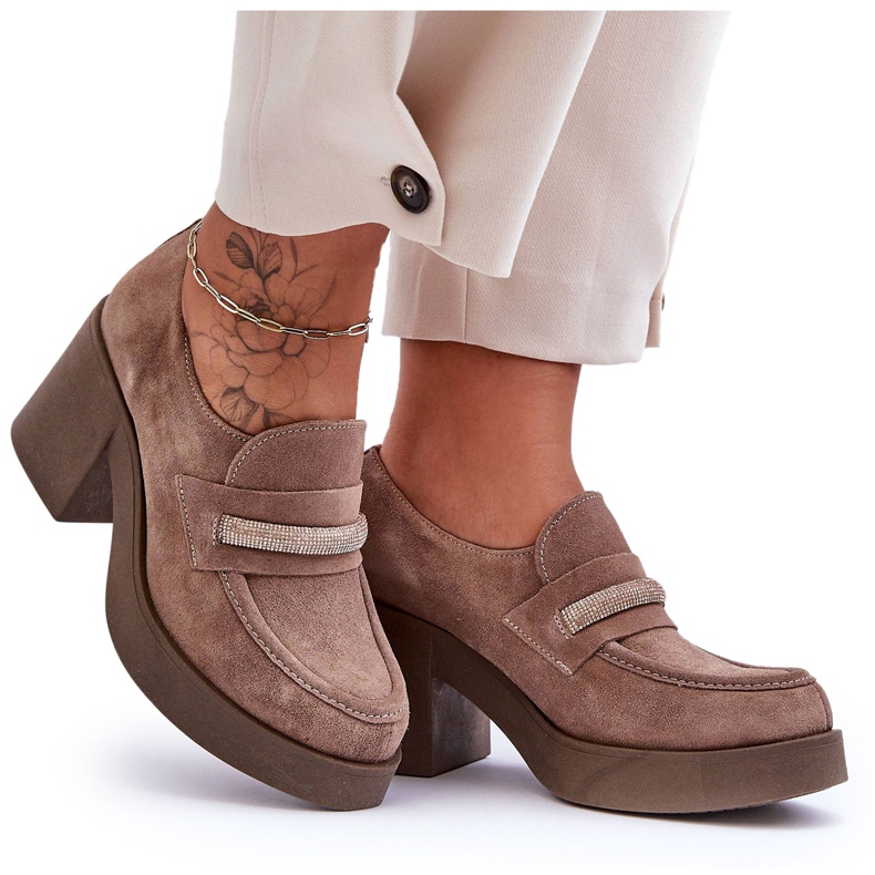 Lemar Escarpins à talons en daim avec décoration Gelanor beige